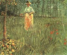 Haga click para ver la imagen ampliada 1887 femme marchant dans un jardin.jpg